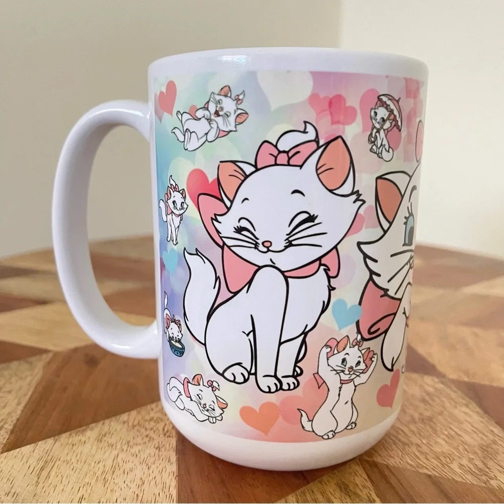 New 15oz Cute Cat Mug with Pink and Blue Hearts